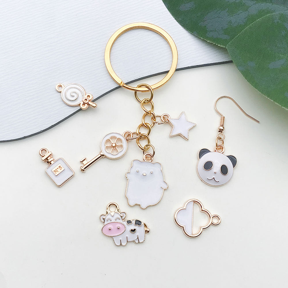 White Enamel Zinc Alloy Charm Pendant for DIY Bracelet Necklace and Keychain Jewelry