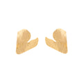 Hammered Irregular Gold Heart Statement Stud Earrings view 5