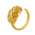 Quilted Dome Open Ring Gold Steel Lattice Texture Size 7 view 5