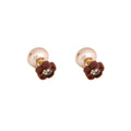 Velvet Flower Champagne Pearl Look Jacket Stud Earrings view 5