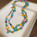 Multicolor Irregular Shell Bead Multi Strand Long Necklace view 1