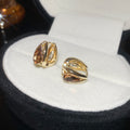 Rose Gold Tone Sculpted Crystal Stud Earrings Fashion Jewelry view 7