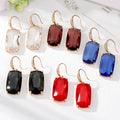 Gold Tone Rectangular Faceted Crystal Hook Earrings in Five Colors view 1
