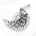 Silver Tone Peacock Brooch Green Crystal Enamel Feather Pin view 4