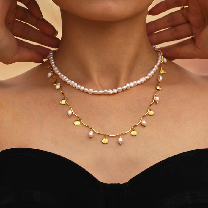 Baroque Freshwater Pearl Beaded Choker Necklace with Extension