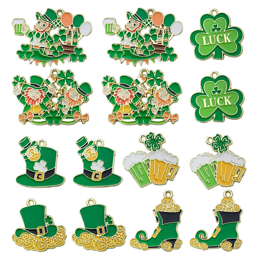 Enamel Zinc Alloy Clover Irish Beer Charm Pendant for Earrings Bracelets and Keychains