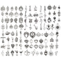 Silver-Tone Heart and Leaf Metal Charms with 15 Listed Options view 6