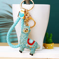 Jeweled Alpaca Keychains in Three Colors with Braided and Plain Loops view 2