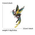 Painted Long Tail Bird Brooch in Yellow Teal or Red Green view 5
