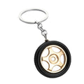 Gold And Silver Five-Spoke Car Wheel Keychain With Black Tire Pendant view 5