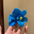 Fabric Orchid Flower Duckbill Hair Clip Blue or Red view 6