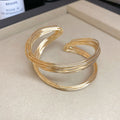 Multi Wire Twisted Open Cuff Bracelet 2 Metal Tones view 7