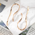 Gold and Silver Tone Long Twisted Wire Drop Earrings view 2