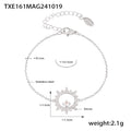Sunburst Zircon Pendant Necklace Bracelet With Flat Side Chain view 10