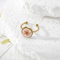 Gold Open Rings Dried Flower Cabochon Nine Floral Styles view 11