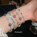 CZ Flower Bracelets Silver Gold Multicolor Five Styles view 2
