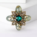 Jeweled Four Petal Flower Brooch and Black Scrunchie Collection view 2