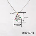 Silver Tone Multicolor Crystal Christmas Tree Necklace view 4