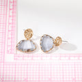 Gold Tone Faceted Fan Shape Crystal Post Drop Earrings in Three Colors view 5