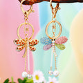 Jeweled Pearl Dragonfly Keychains in Multicolor White and Assorted Options view 4