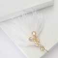 Long Feather Plume Brooch in Black or White With Crystal Bow view 3