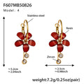Resin Flower and Crystal Tassel Hoop Earrings in Twelve Colors view 12