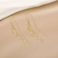 Long Leaf Chain Threader Earrings in Gold and Silver view 3