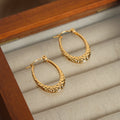 Hammered U Shape Hoop Earrings Gold Or Steel Finish view 3