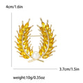 Wheat Laurel Wreath Brooch in Four Blue and Gold Arrangements view 8