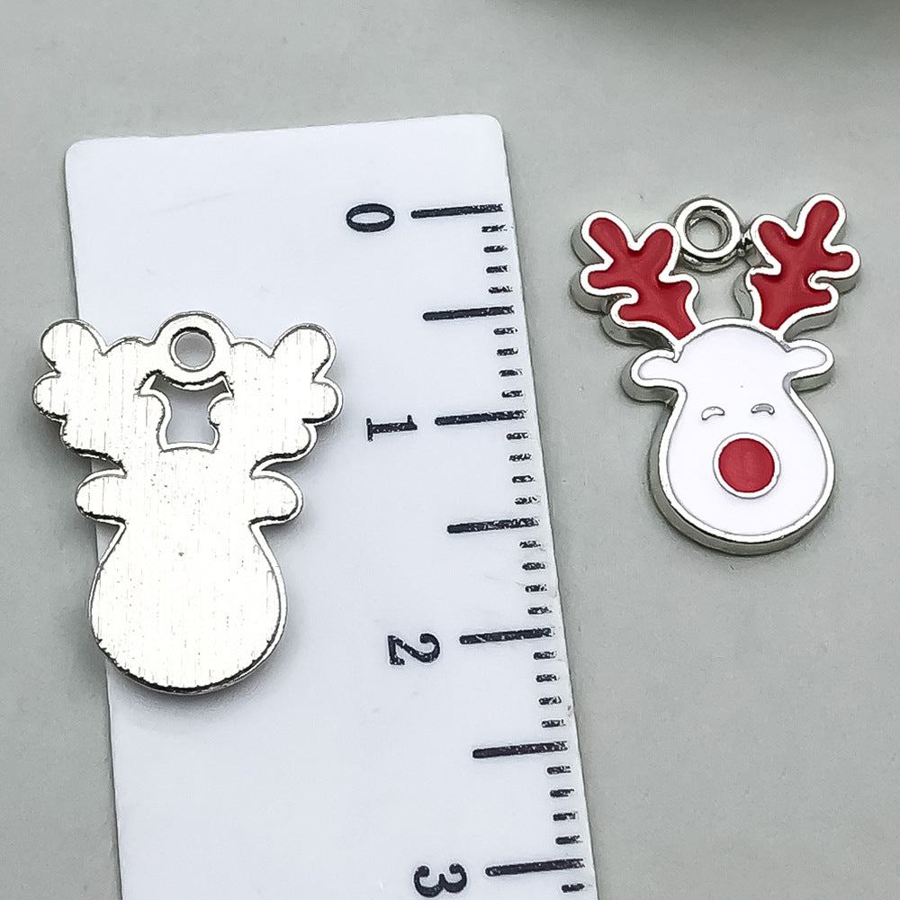 White K Enamel Zinc Alloy Christmas Tree Santa Snowman Bell Reindeer Charm Pendant for Bracelets