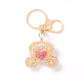 Gold Rhinestone Pumpkin Carriage Keychain Four Hearts view 5