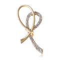 Rhinestone Knot Bow Brooch Gold Or Silver Tone Metal view 1