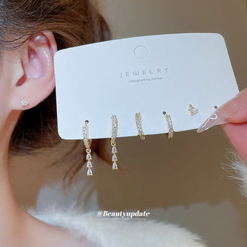 Minimal Gold Tone Stud And Huggie Earring Set Jewelry Design