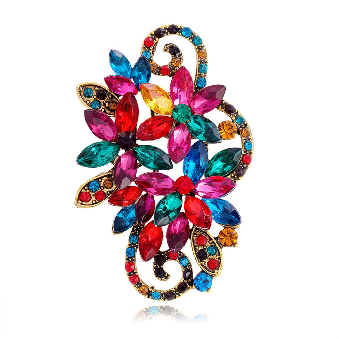 Flower Crystal Six Designs Metal Brooch Pin 3.9 x 5.9 cm
