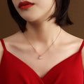 Round Solitaire Zircon Pendant Necklace in Three Metal Tones view 8