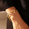 Gold Interlocking Oval Link Bracelet Rhinestone Pave Accents view 4