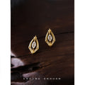 Gold-Tone Marquise CZ Geometric Star-Tip Stud Earrings Pair view 1