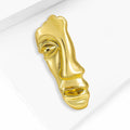Abstract Half Face Brooch in Polished Metal for Jackets and Scarves view 3