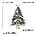 Green Enamel Christmas Tree Brooch Red Blue Rhinestone Gold view 4