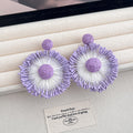 Eleven Color Woven Sunburst Round Statement Earrings view 2