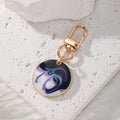 Gold Tone Round Marbled Swirl Enamel Clip Keychains in Six Colors view 4