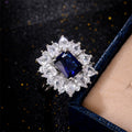 Silver Blue Rectangular CZ Halo Ring Full Pavé Sizes 6-10 view 4