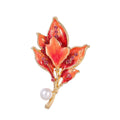 Pink Purple Leaf Enamel Pearl Look Four Designs Metal Brooch Pin view 7