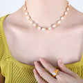 Gold Tone Freshwater Baroque Pearl Beaded Choker Necklace view 4