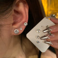 Mixed Size Round Crystal Stud Earring Sets in Four Finishes view 4