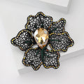 Black Filigree Flower Brooch with Colored Center Crystal view 3
