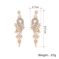 Aqua Green Green Peacock Leaf Tassel Crystal Four Designs Metal Dangle Earrings view 2