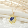 Gold and Silver Tone Blue Enamel Celestial Burst Necklaces view 3