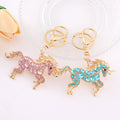 Rhinestone Unicorn Charm Keychain Gold Tone Four Colors view 1