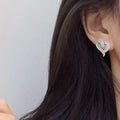 Open Heart Crystal Pave Stud Earrings With Clear Stone Accents view 3